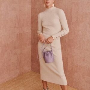 Sezane Hillary Dress Mottled Beige - Size XS